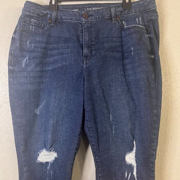 Lane Bryant Skinny Jeans Dark Wash Distressed Denim 18 Regular Retro 90s Feminin - Picture 9 of 10